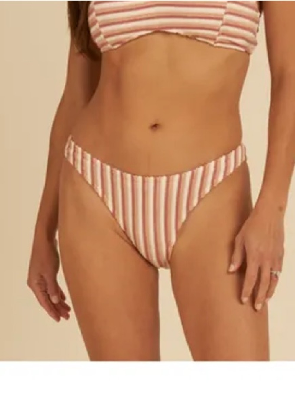 Rylee + Cru Striped Swimsuit Brief low rise Women's Collection|Pink size Medium